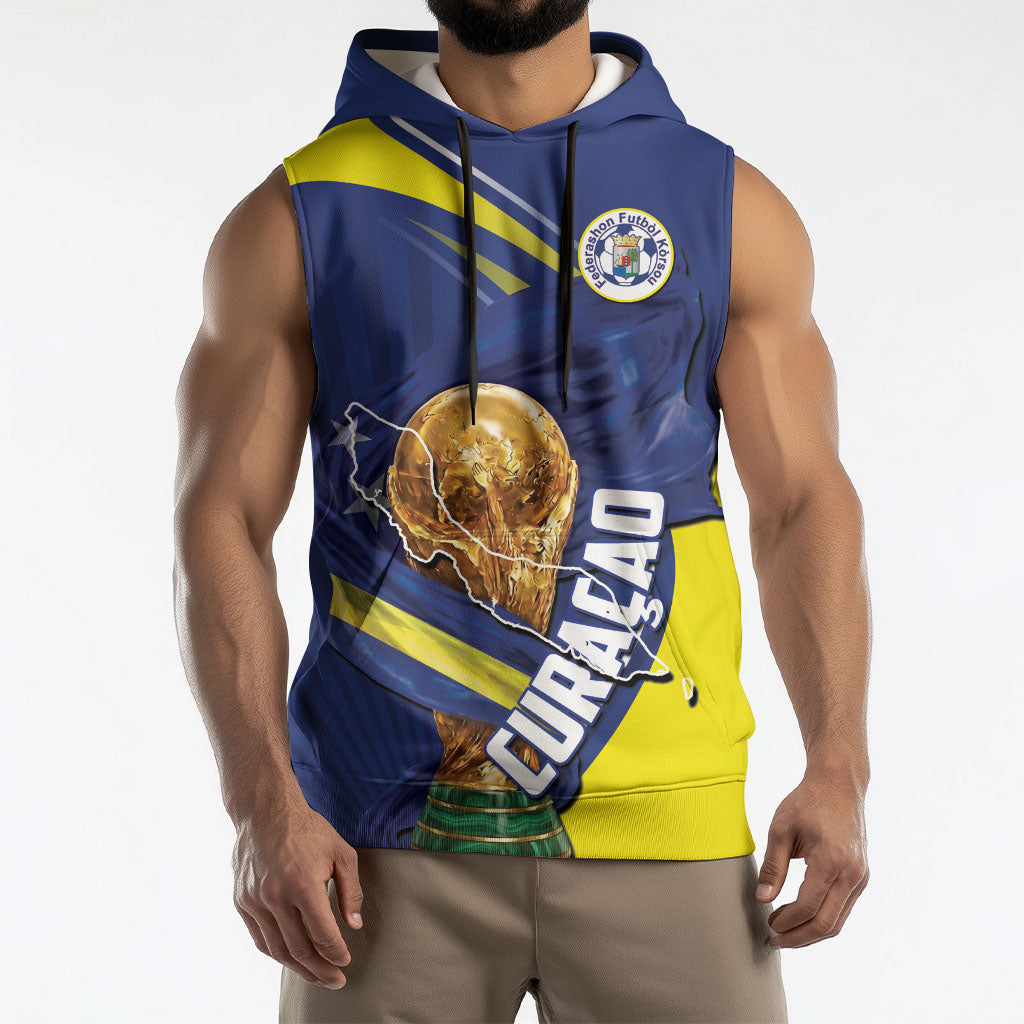 Personalized Curacao Football 2026 Sleeveless Hoodie Rise of Caribbean Pride