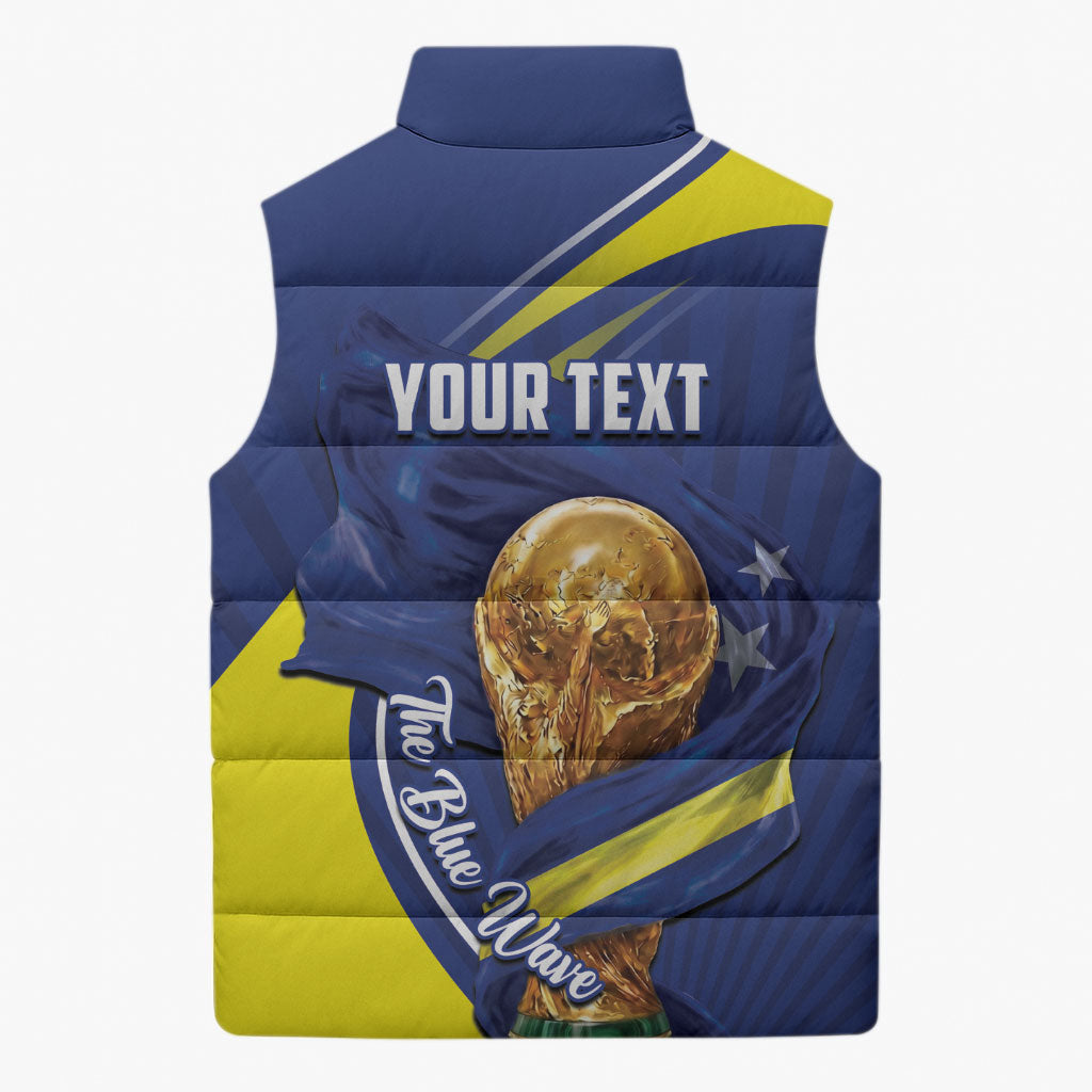 Personalized Curacao Football 2026 Sleeveless Puffer Jacket Rise of Caribbean Pride