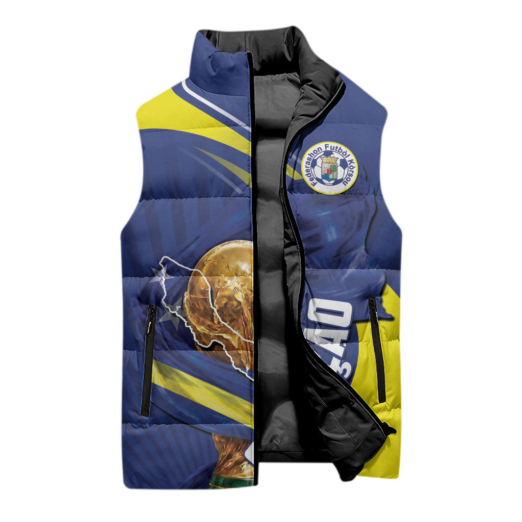 Personalized Curacao Football 2026 Sleeveless Puffer Jacket Rise of Caribbean Pride