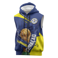 Personalized Curacao Football 2026 Sleeveless Zip Hoodie Rise of Caribbean Pride