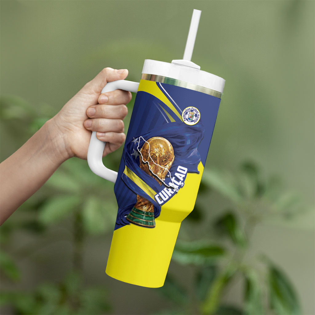 Personalized Curacao Football 2026 Tumbler With Handle Rise of Caribbean Pride