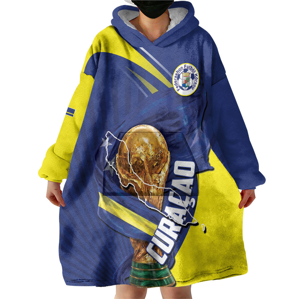 Personalized Curacao Football 2026 Wearable Blanket Hoodie Rise of Caribbean Pride