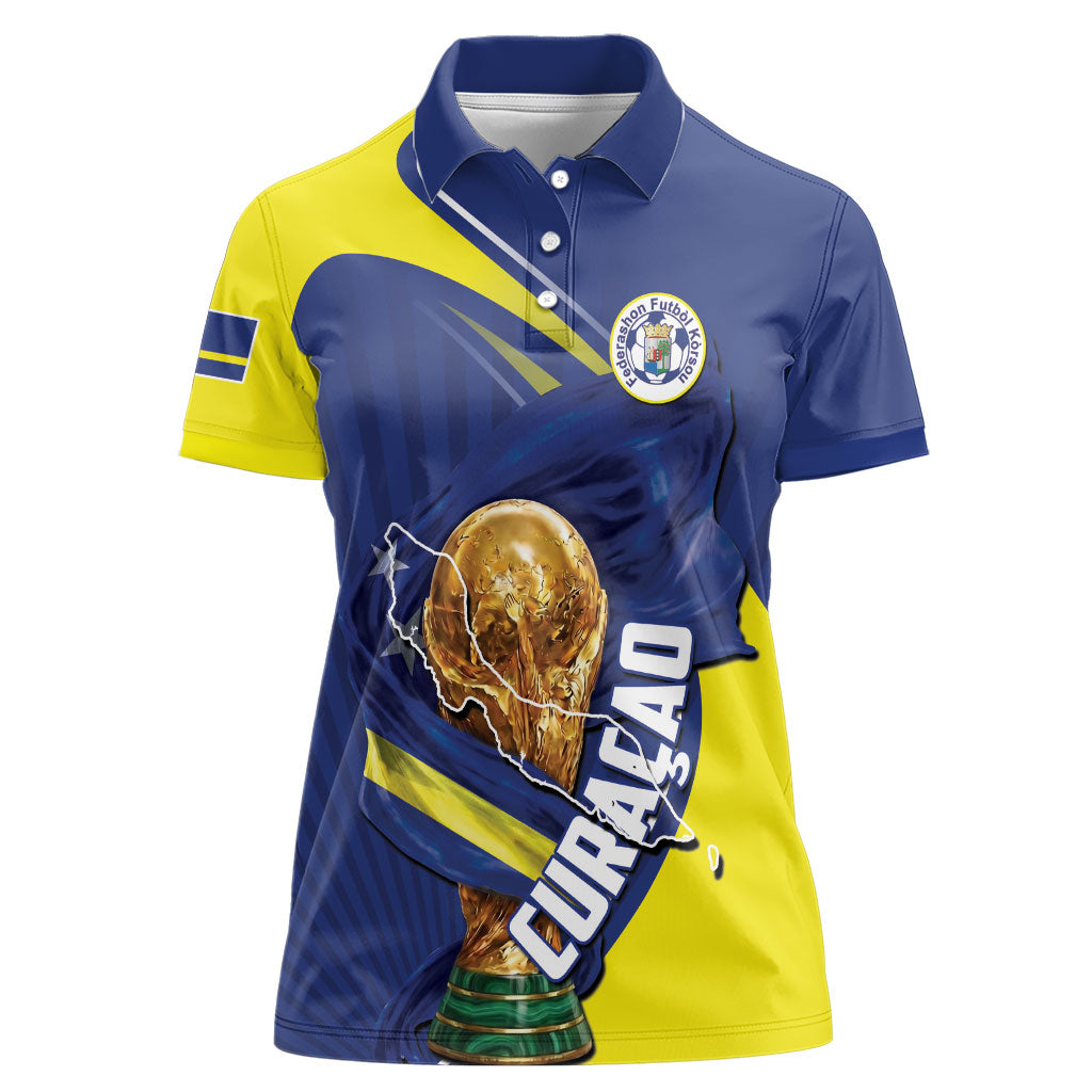 Personalized Curacao Football 2026 Women Polo Shirt Rise of Caribbean Pride