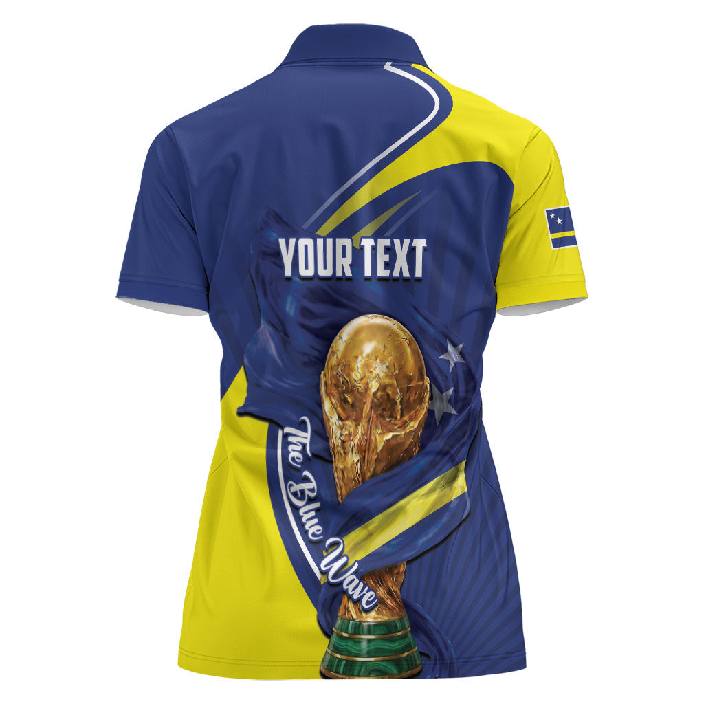 Personalized Curacao Football 2026 Women Polo Shirt Rise of Caribbean Pride