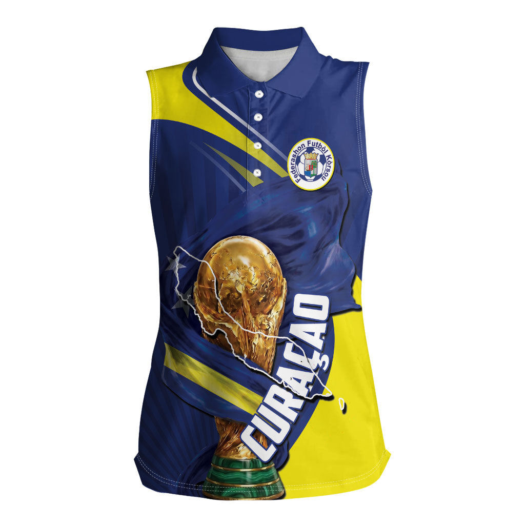Personalized Curacao Football 2026 Women Sleeveless Polo Shirt Rise of Caribbean Pride