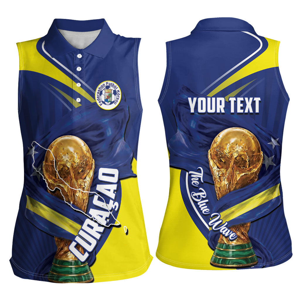 Personalized Curacao Football 2026 Women Sleeveless Polo Shirt Rise of Caribbean Pride