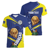 Personalized Curacao Football 2026 Women V-Neck T-Shirt Rise of Caribbean Pride