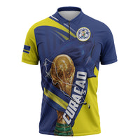 Personalized Curacao Football 2026 Zipper Polo Shirt Rise of Caribbean Pride