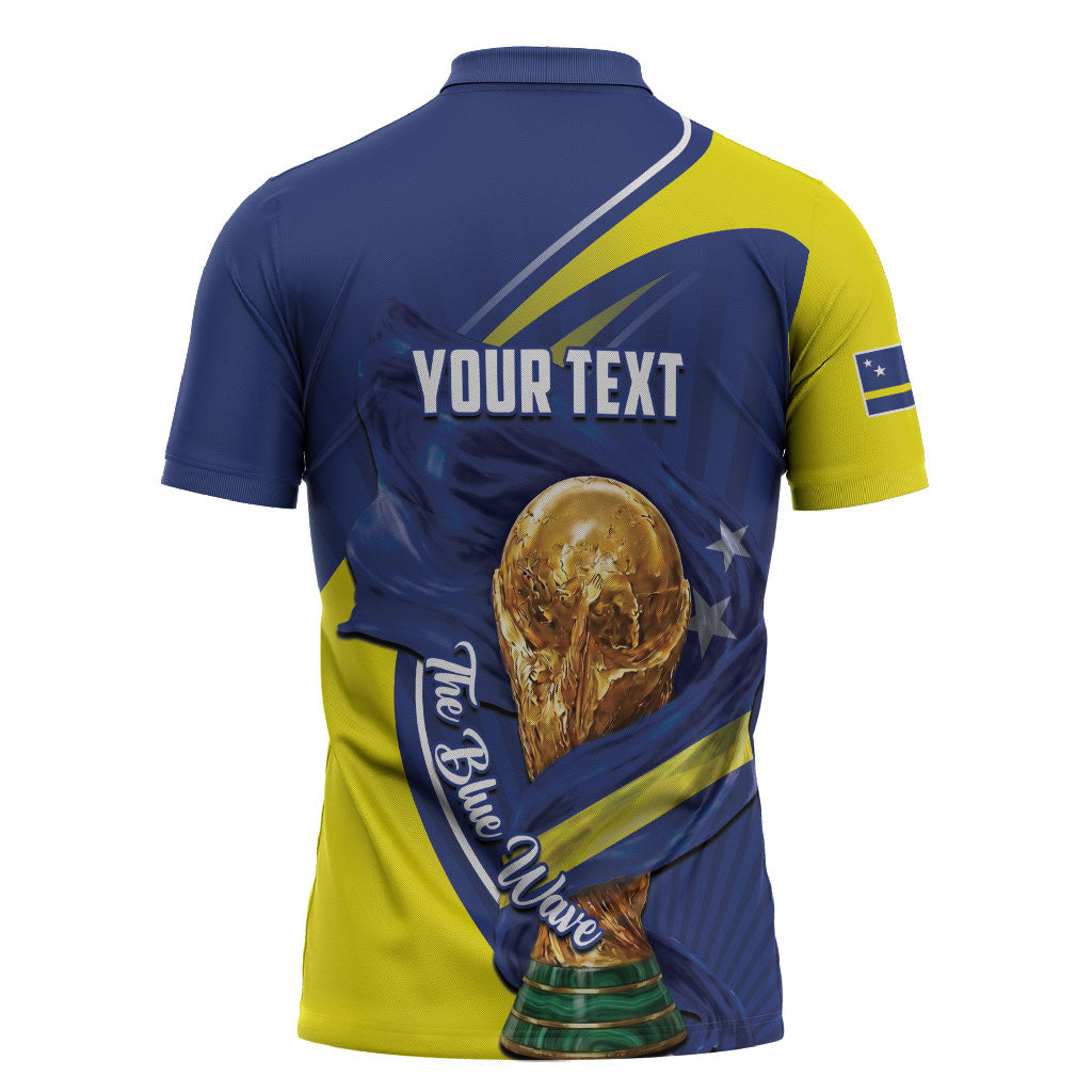Personalized Curacao Football 2026 Zipper Polo Shirt Rise of Caribbean Pride