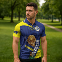 Personalized Curacao Football 2026 Zipper Polo Shirt Rise of Caribbean Pride