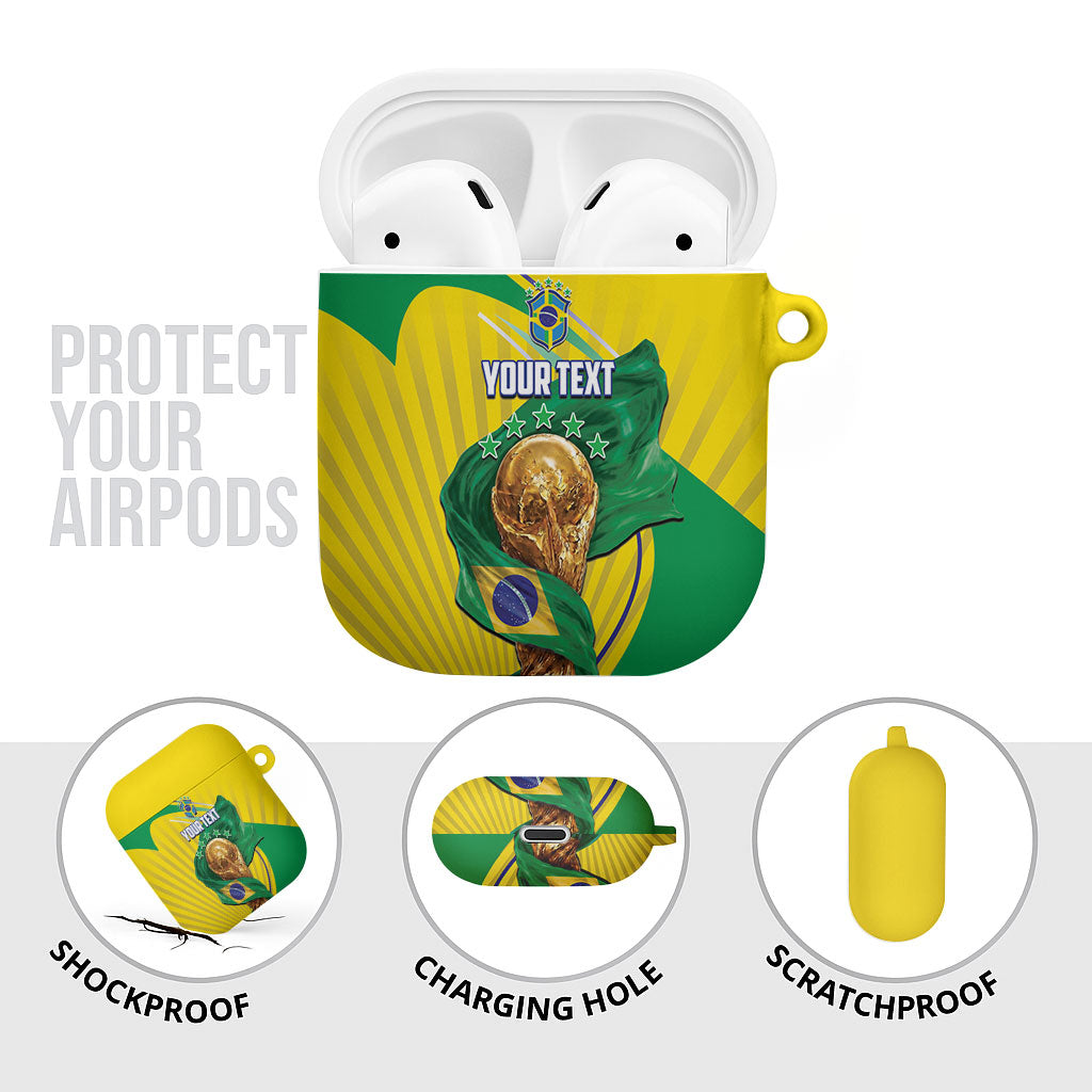 Personalized Brazil Football 2026 AirPods Case Born for Glory Let Champions Rise