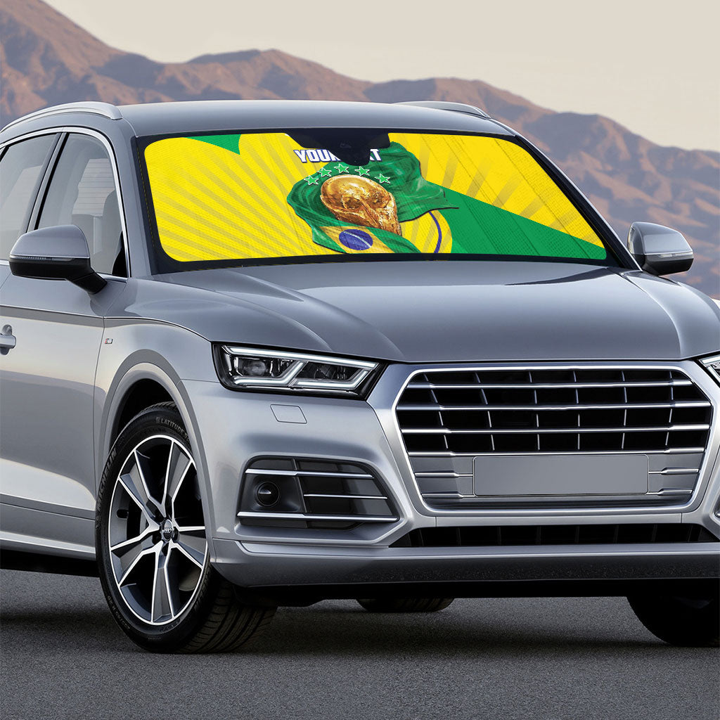 Personalized Brazil Football 2026 Auto Sun Shade Born for Glory Let Champions Rise