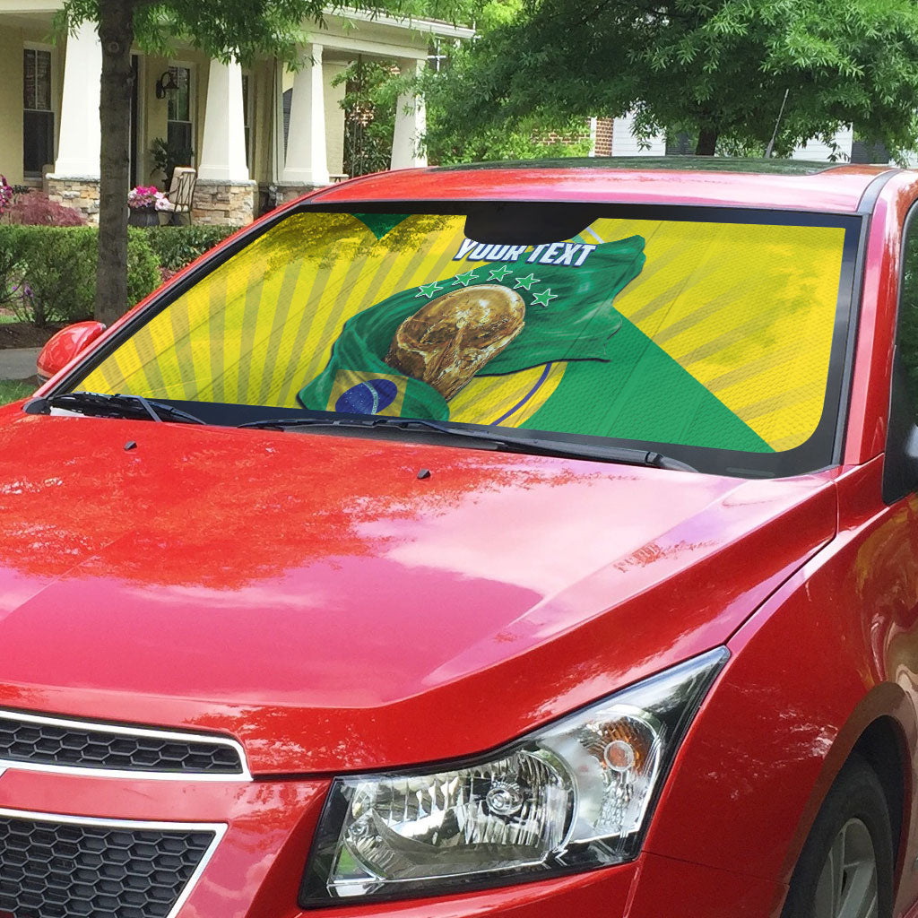 Personalized Brazil Football 2026 Auto Sun Shade Born for Glory Let Champions Rise