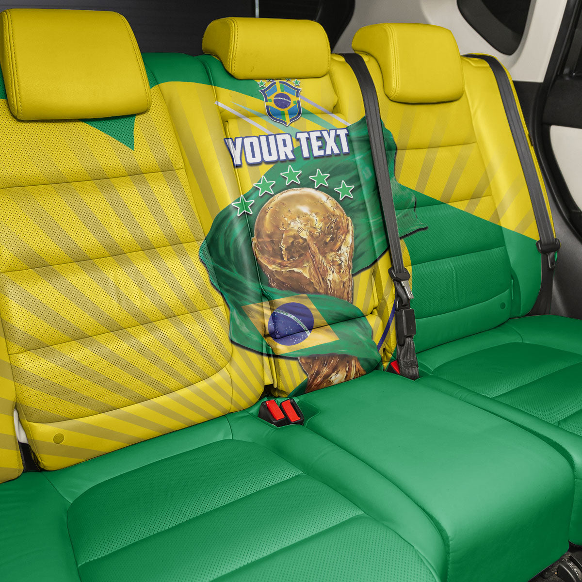 Personalized Brazil Football 2026 Back Car Seat Cover Born for Glory Let Champions Rise