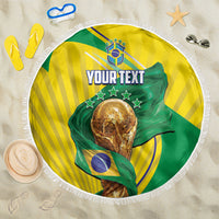 Personalized Brazil Football 2026 Beach Blanket Born for Glory Let Champions Rise