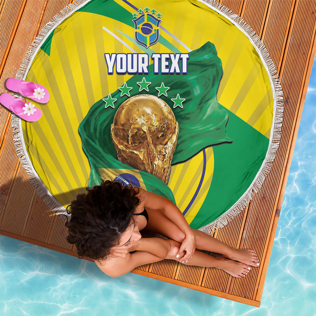 Personalized Brazil Football 2026 Beach Blanket Born for Glory Let Champions Rise