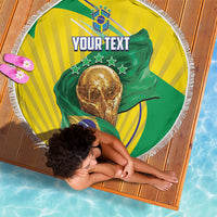 Personalized Brazil Football 2026 Beach Blanket Born for Glory Let Champions Rise