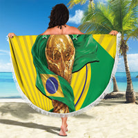 Personalized Brazil Football 2026 Beach Blanket Born for Glory Let Champions Rise