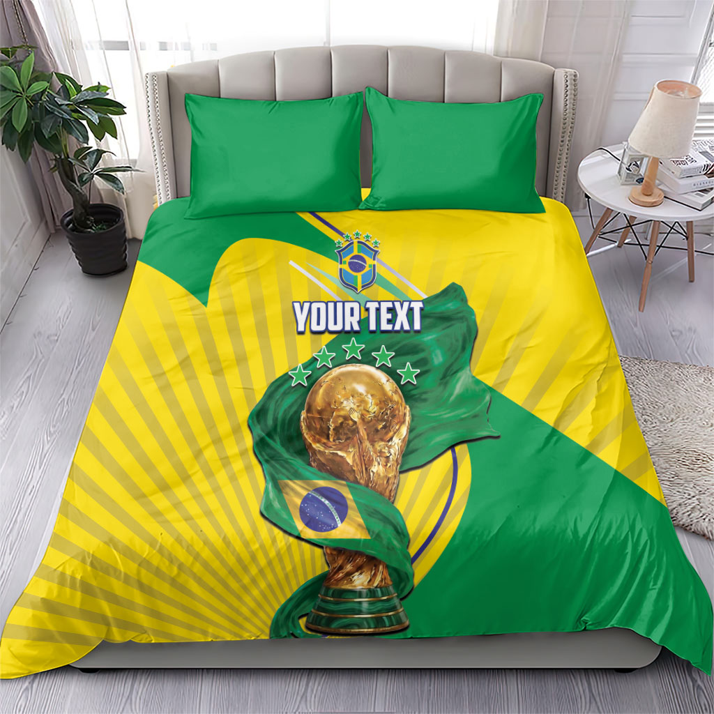 Personalized Brazil Football 2026 Bedding Set Born for Glory Let Champions Rise