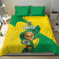 Personalized Brazil Football 2026 Bedding Set Born for Glory Let Champions Rise