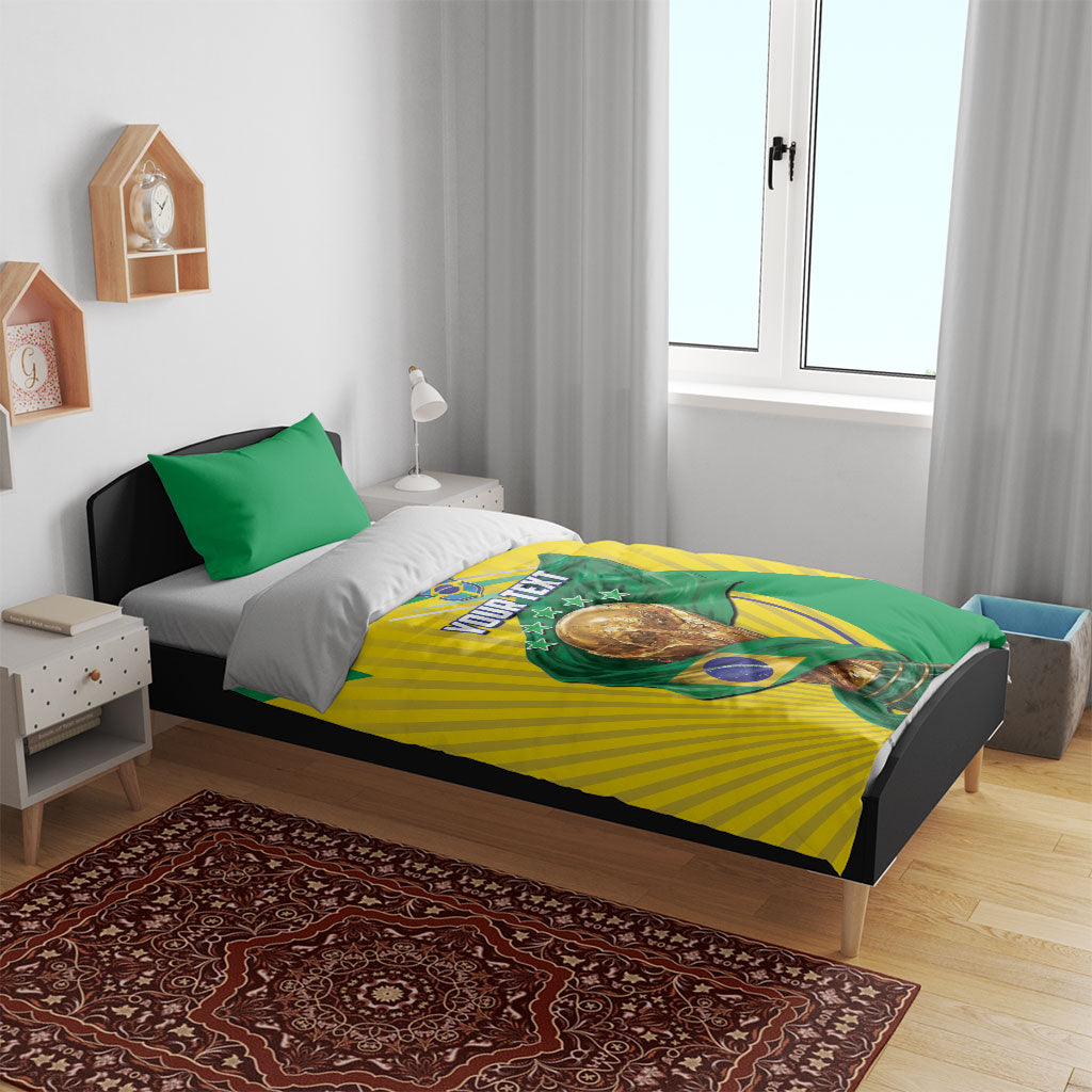 Personalized Brazil Football 2026 Bedding Set Born for Glory Let Champions Rise