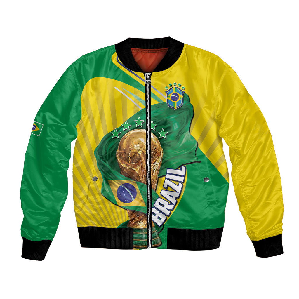 Personalized Brazil Football 2026 Bomber Jacket Born for Glory Let Champions Rise