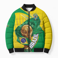Personalized Brazil Football 2026 Bomber Puffer Jacket Born for Glory Let Champions Rise