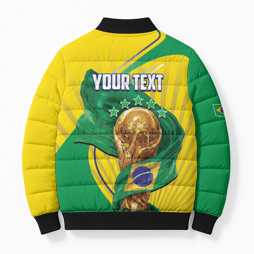 Personalized Brazil Football 2026 Bomber Puffer Jacket Born for Glory Let Champions Rise