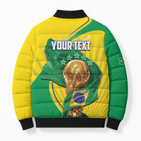 Personalized Brazil Football 2026 Bomber Puffer Jacket Born for Glory Let Champions Rise