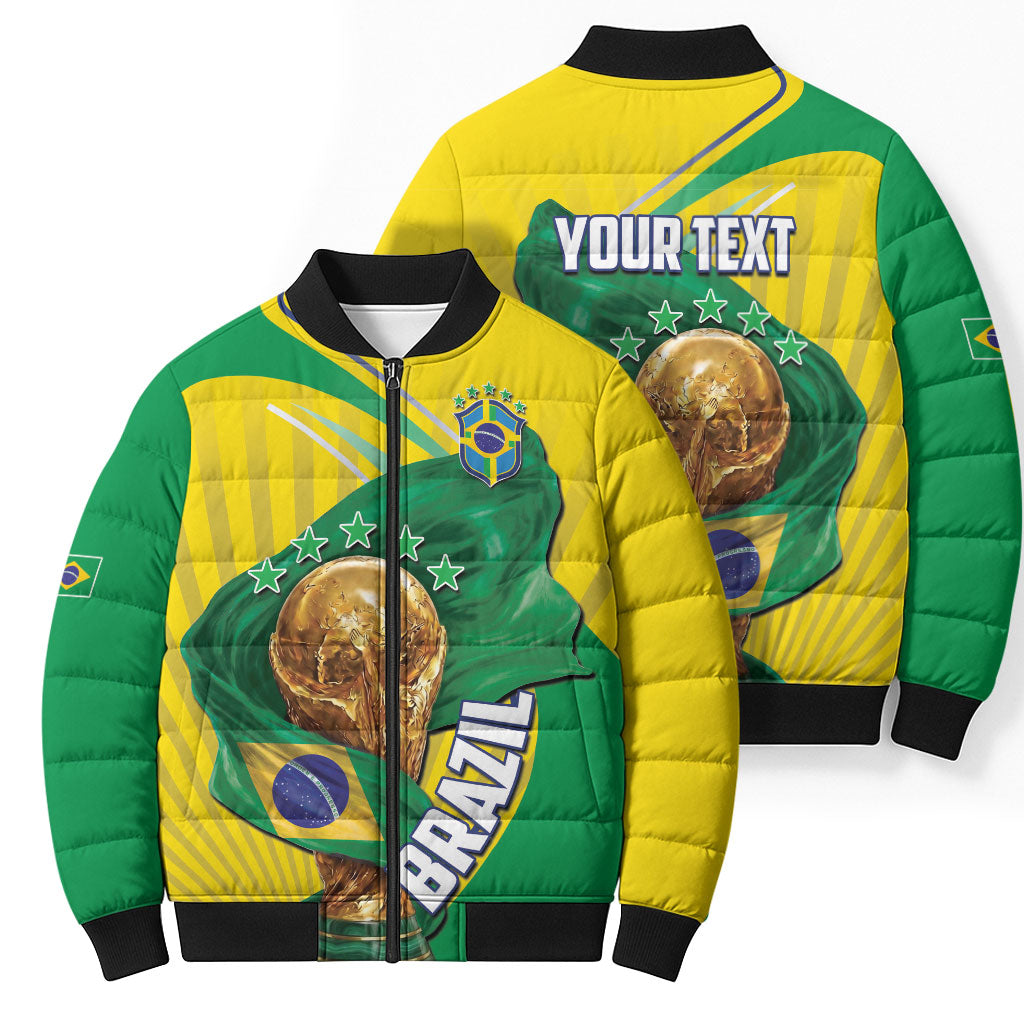 Personalized Brazil Football 2026 Bomber Puffer Jacket Born for Glory Let Champions Rise