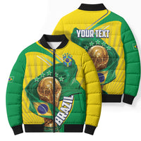 Personalized Brazil Football 2026 Bomber Puffer Jacket Born for Glory Let Champions Rise