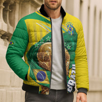 Personalized Brazil Football 2026 Bomber Puffer Jacket Born for Glory Let Champions Rise