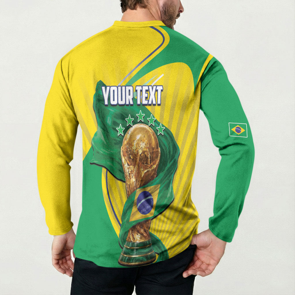 Personalized Brazil Football 2026 Button Sweatshirt Born for Glory Let Champions Rise
