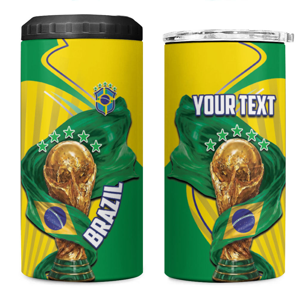 Personalized Brazil Football 2026 4 in 1 Can Cooler Tumbler Born for Glory Let Champions Rise