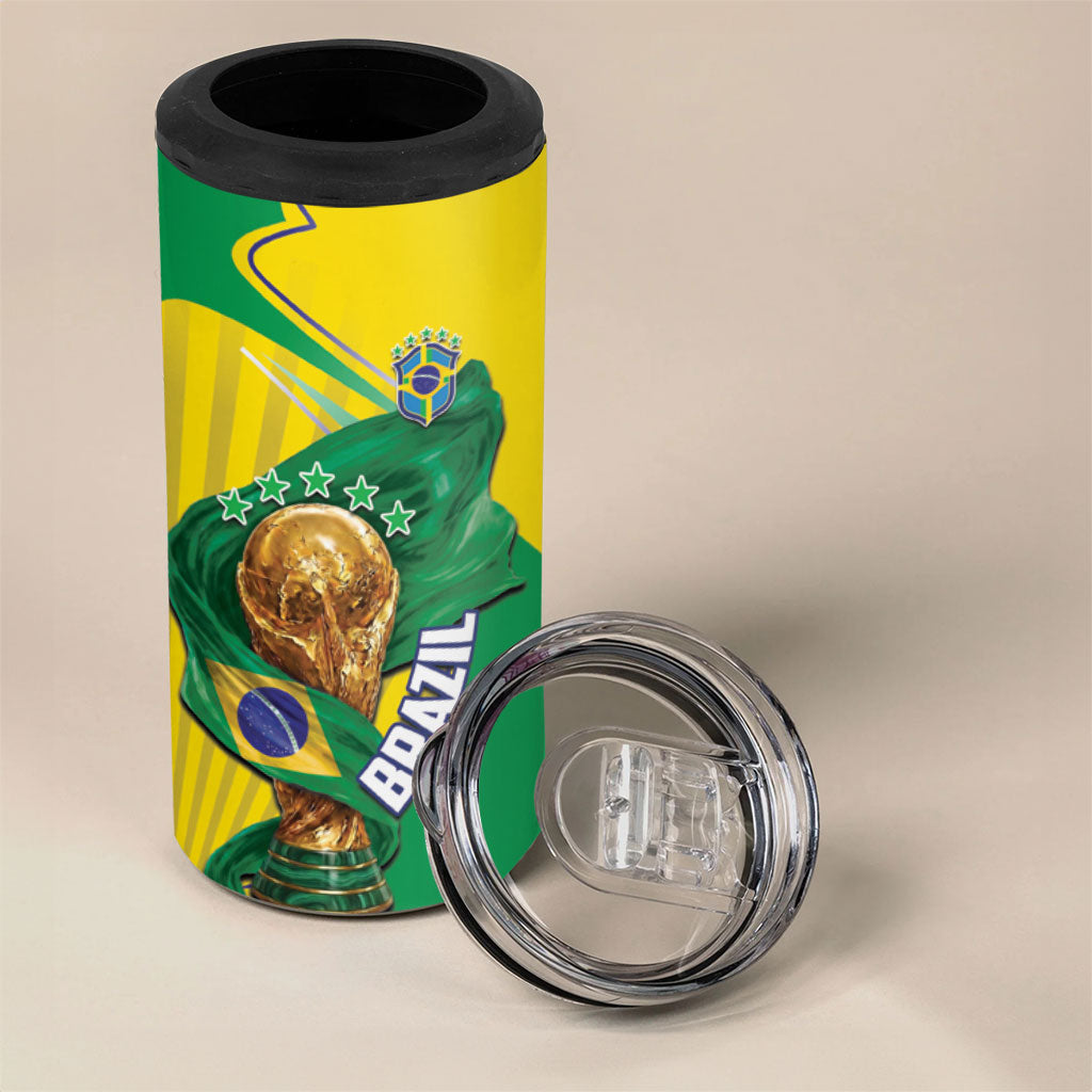 Personalized Brazil Football 2026 4 in 1 Can Cooler Tumbler Born for Glory Let Champions Rise