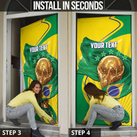 Personalized Brazil Football 2026 Door Cover Born for Glory Let Champions Rise