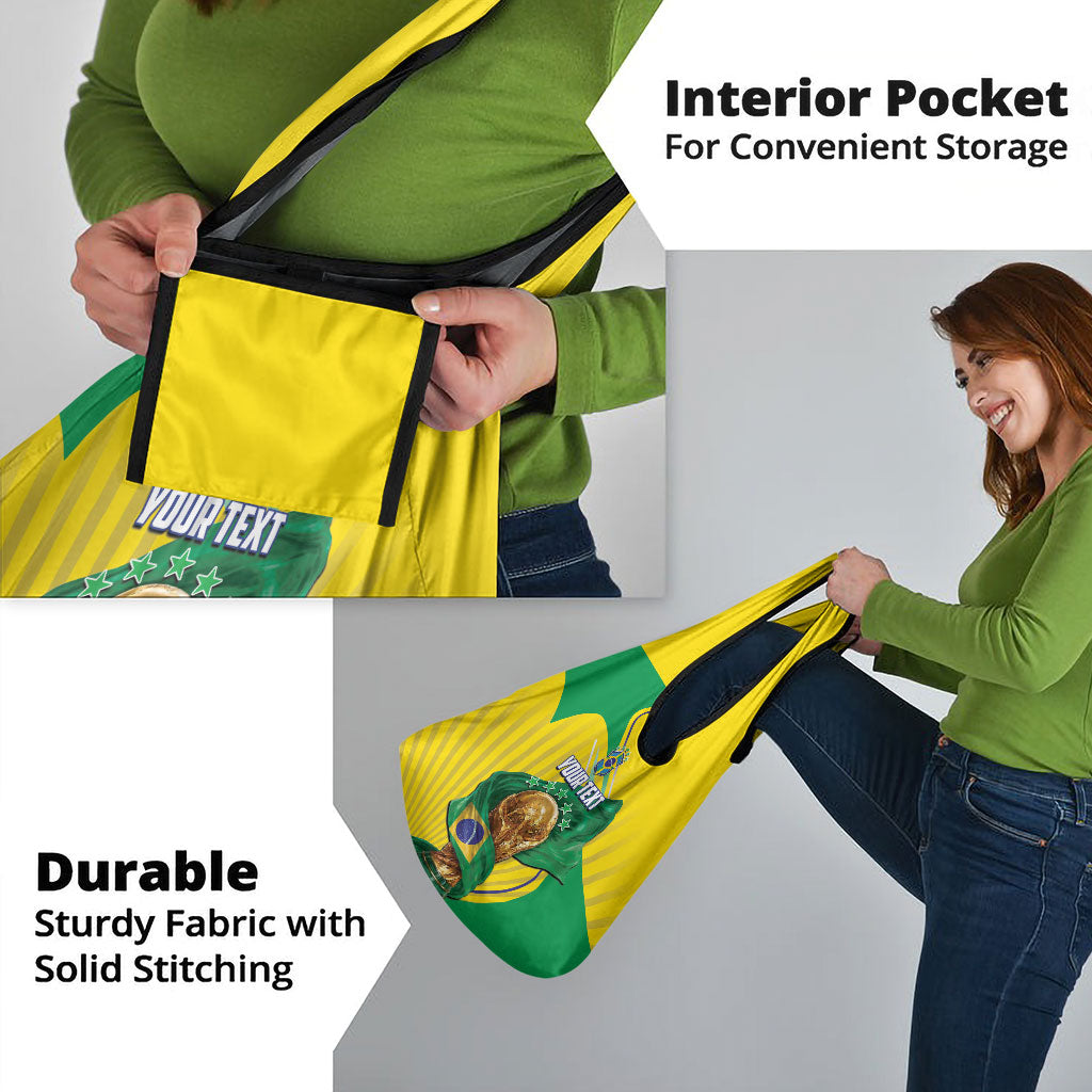 Personalized Brazil Football 2026 Grocery Bag Born for Glory Let Champions Rise