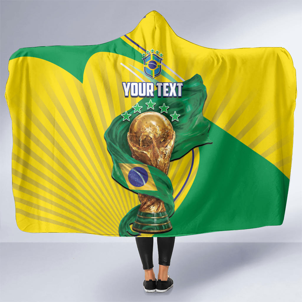 Personalized Brazil Football 2026 Hooded Blanket Born for Glory Let Champions Rise
