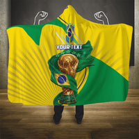 Personalized Brazil Football 2026 Hooded Blanket Born for Glory Let Champions Rise