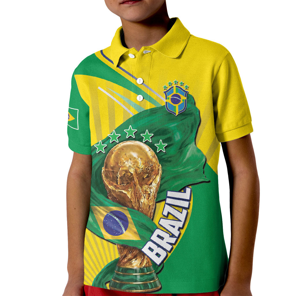 Personalized Brazil Football 2026 Kid Polo Shirt Born for Glory Let Champions Rise