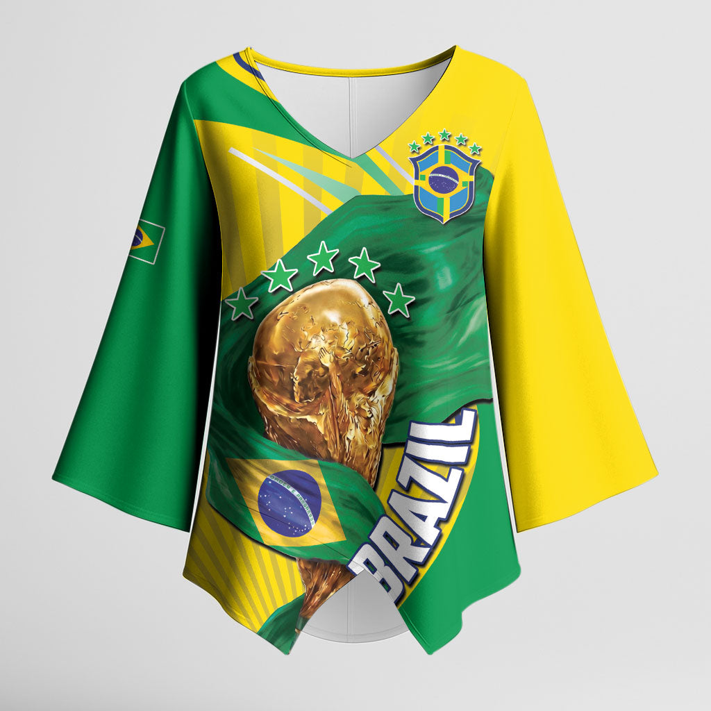 Personalized Brazil Football 2026 Kimono Sleeve Blouse Born for Glory Let Champions Rise
