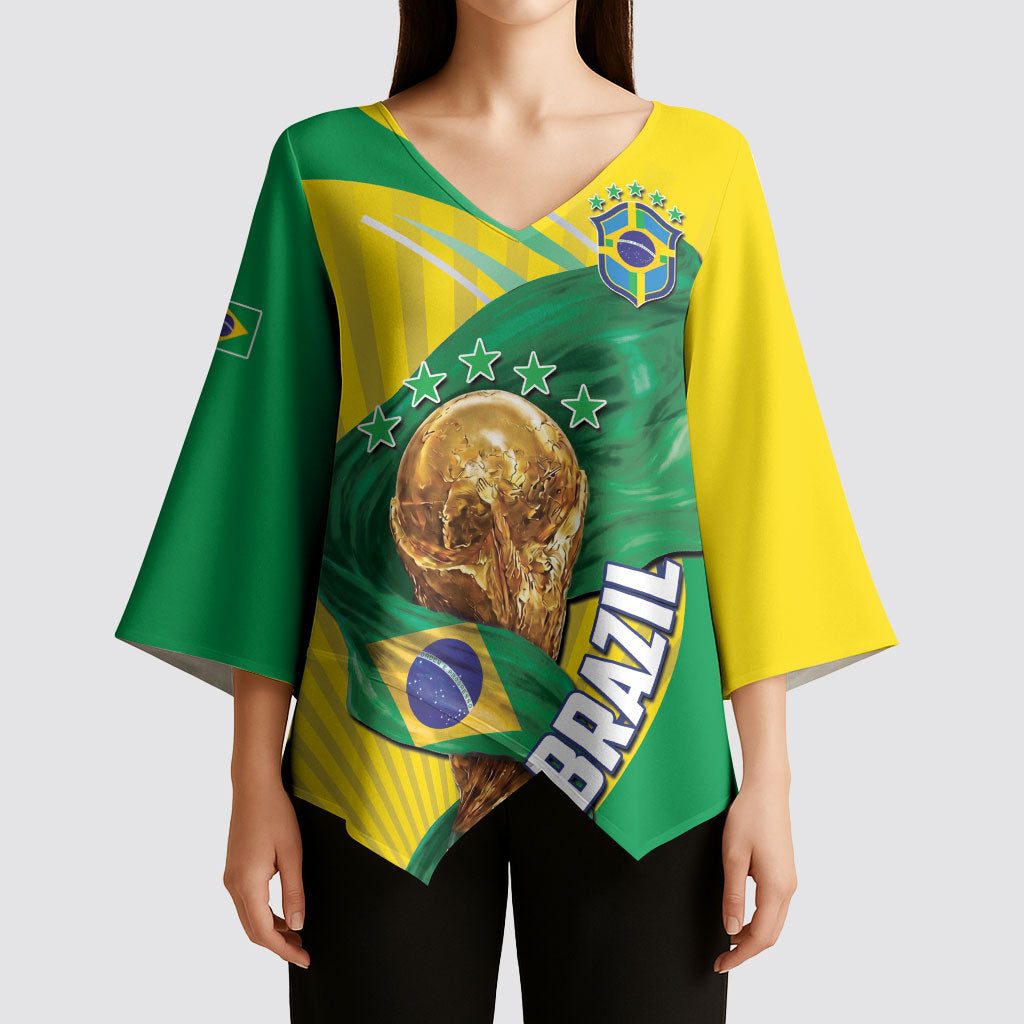 Personalized Brazil Football 2026 Kimono Sleeve Blouse Born for Glory Let Champions Rise