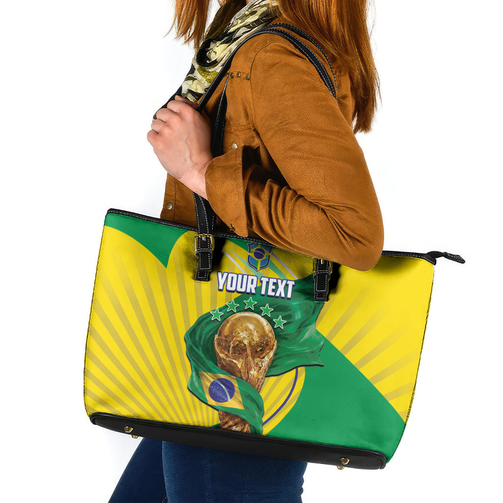 Personalized Brazil Football 2026 Leather Tote Bag Born for Glory Let Champions Rise