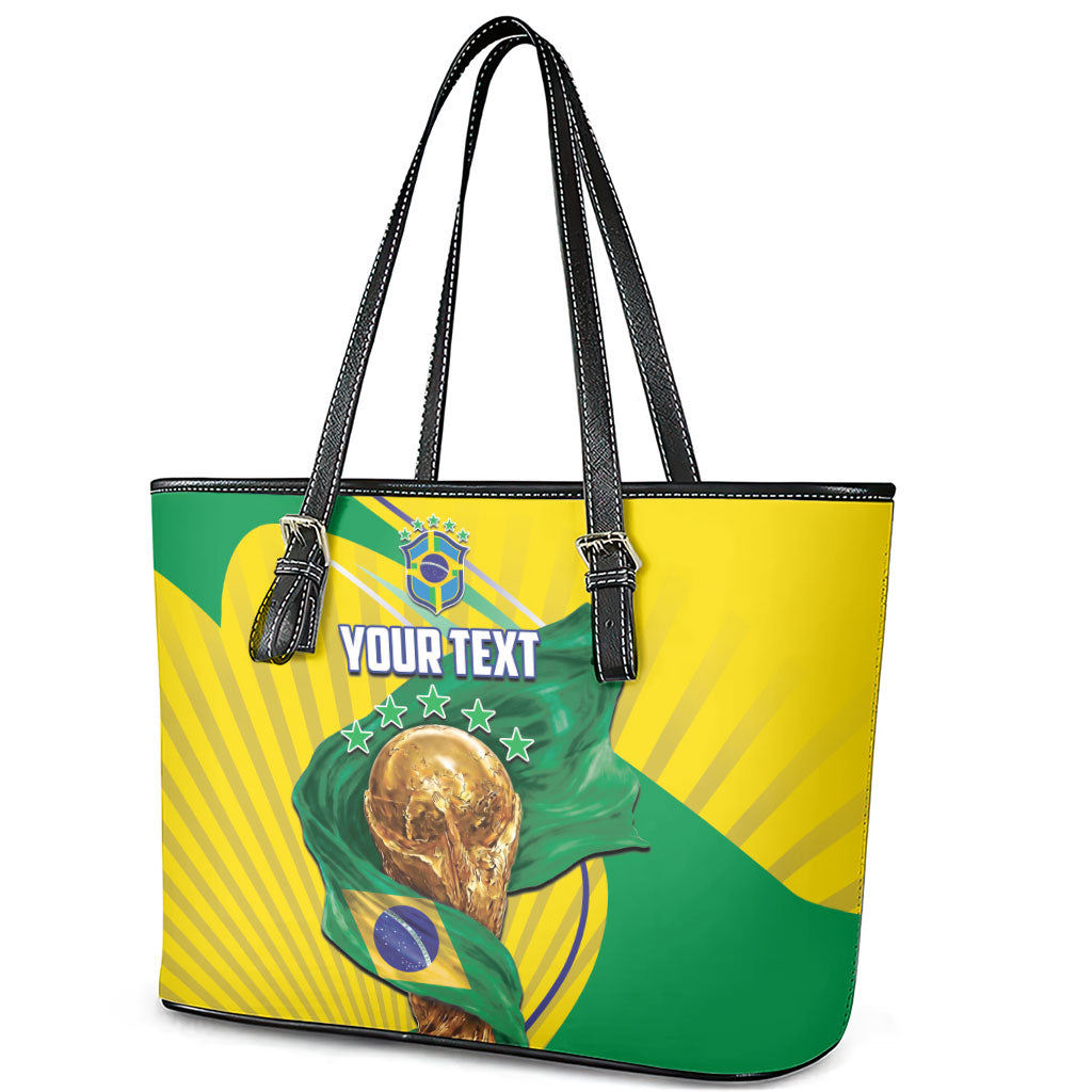 Personalized Brazil Football 2026 Leather Tote Bag Born for Glory Let Champions Rise