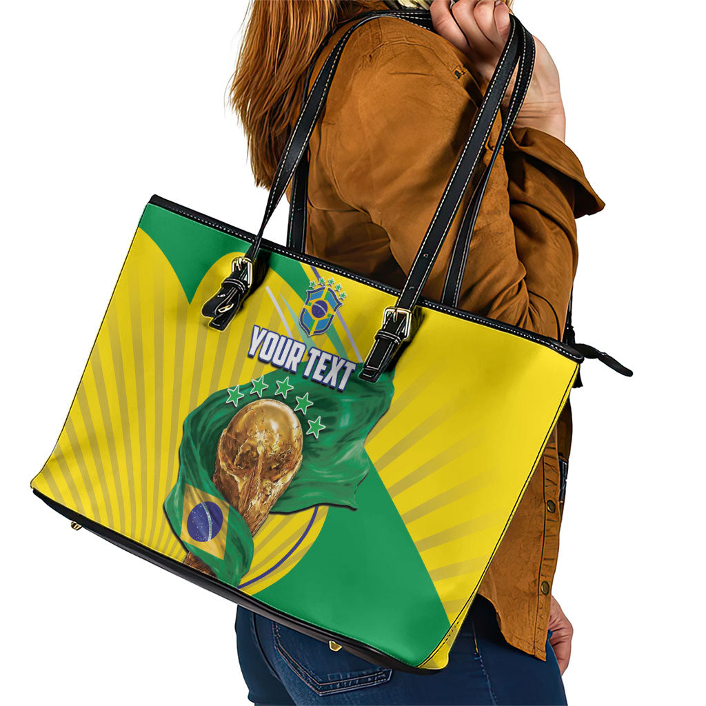 Personalized Brazil Football 2026 Leather Tote Bag Born for Glory Let Champions Rise