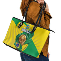 Personalized Brazil Football 2026 Leather Tote Bag Born for Glory Let Champions Rise