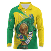 Personalized Brazil Football 2026 Long Sleeve Polo Shirt Born for Glory Let Champions Rise