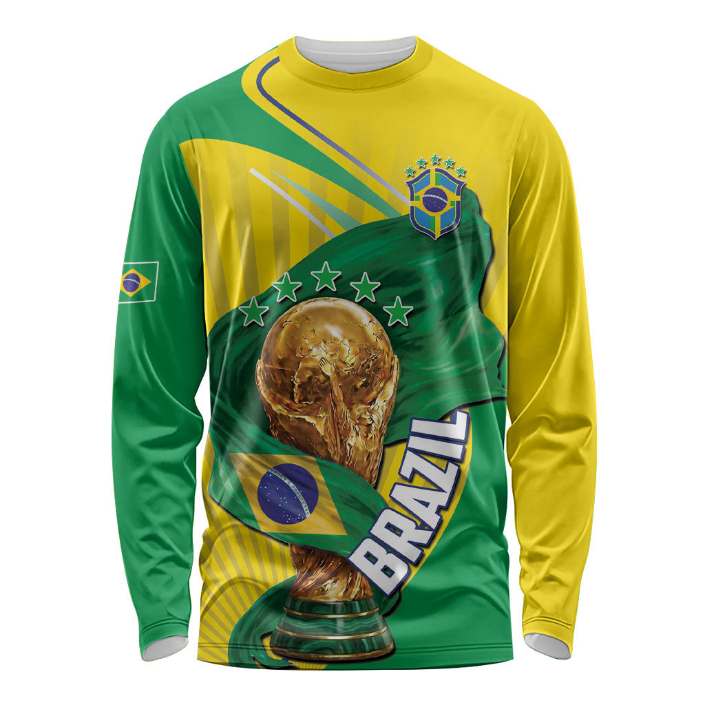 Personalized Brazil Football 2026 Long Sleeve Shirt Born for Glory Let Champions Rise