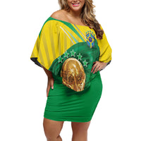 Personalized Brazil Football 2026 Off Shoulder Short Dress Born for Glory Let Champions Rise