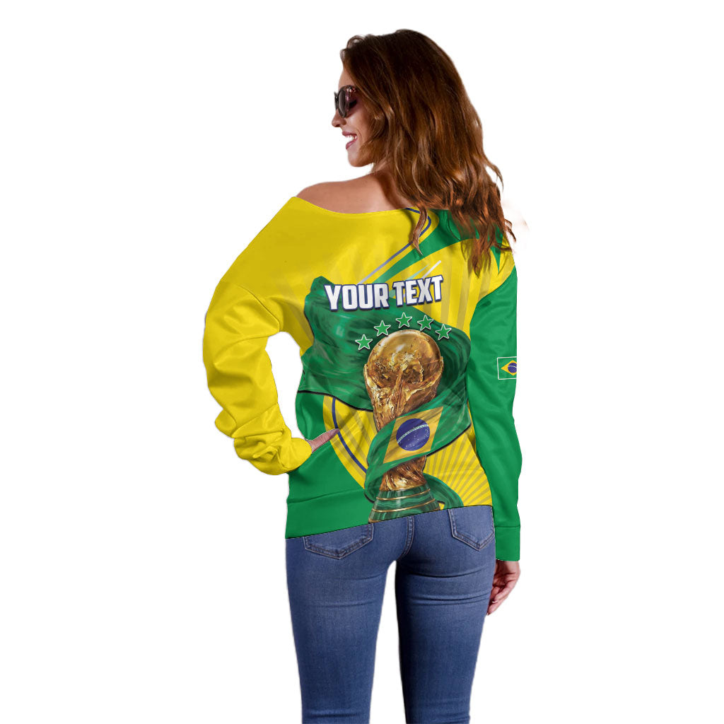 Personalized Brazil Football 2026 Off Shoulder Sweater Born for Glory Let Champions Rise